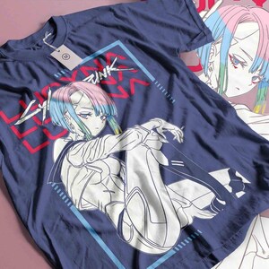 Cyberpunk Edgerunners David Lucy Rebecca T-Shirt, Anime Neon Streetwear Shirt image 5