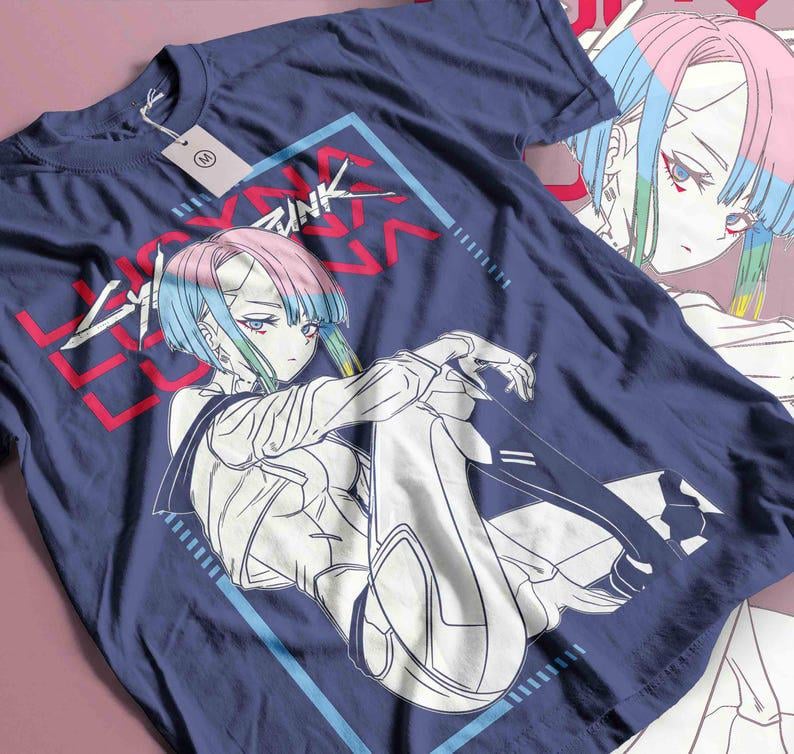Cyberpunk Edgerunners David Lucy Rebecca T-Shirt, Anime Neon Streetwear Shirt image 5