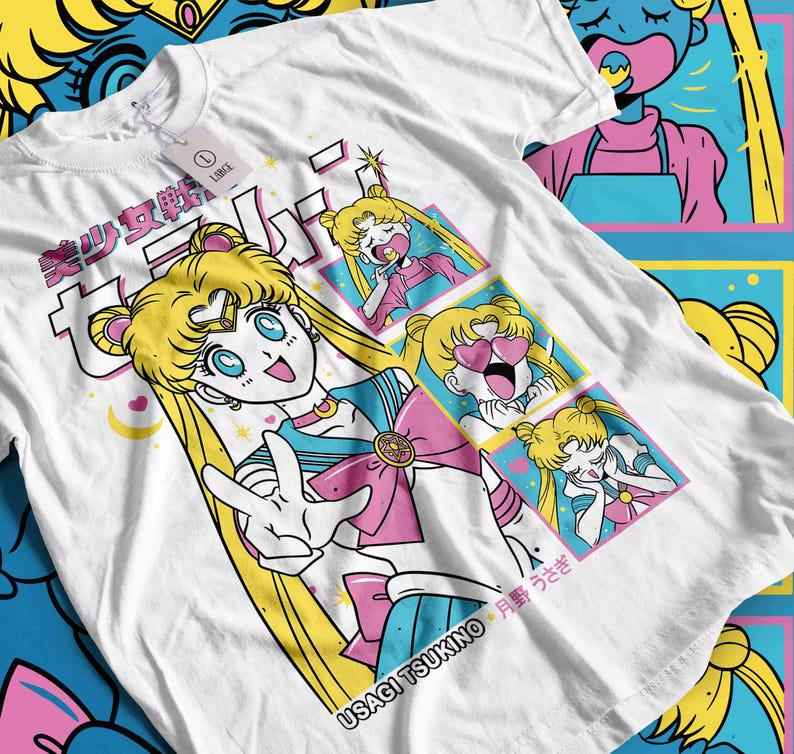 style3 Moon Mercurio Marte Giove Venere T-Shirt da Donna Sailor Pietra di Luna Anime, Dimensione:XS