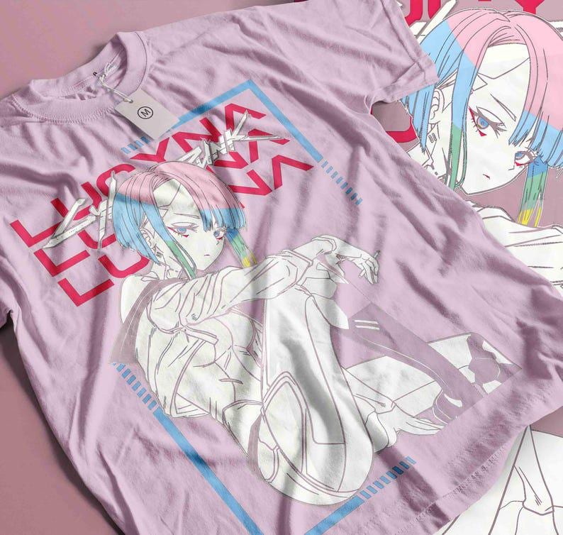 Cyberpunk Edgerunners David Lucy Rebecca T-Shirt, Anime Neon Streetwear Shirt image 7