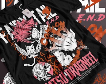 Fairy Tail Natsu Dragneel Shirt, Gray Fullbuster, Gajeel Redfox ,Fairy Tail Guild,Happy, Iron Dragon Slayer, Dragon Slayers, Anime T-Shirt