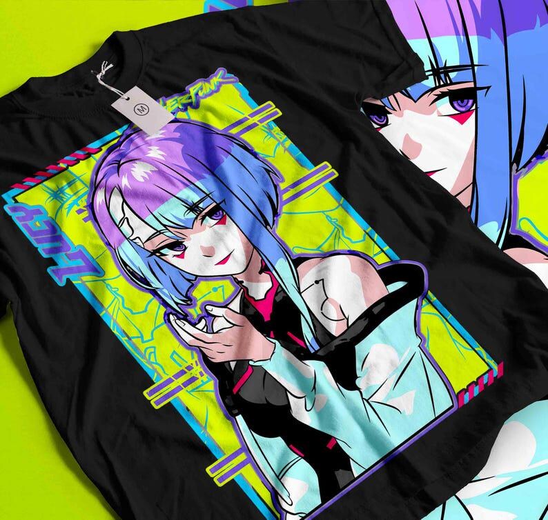 Cyberpunk Edgerunners David Lucy Rebecca T-Shirt, Anime Neon Streetwear Shirt image 4