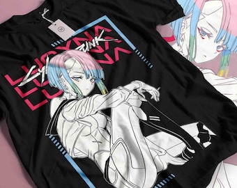 Cyberpunk Edgerunners David Lucy Rebecca T-Shirt, Anime Neon Streetwear Shirt