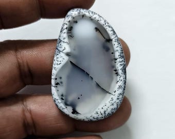 Dendrite Agate Cabochon – Natural Branch Pattern Jewelry Stone (44x30 MM, 58 Carat)