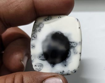 Dendrite Agate Cabochon – Natural Branch Pattern Gemstone, 37x31 MM