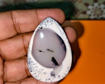 Dendrite Agate Cabochon – Pear Shape Jewelry Stone, 83 Carat