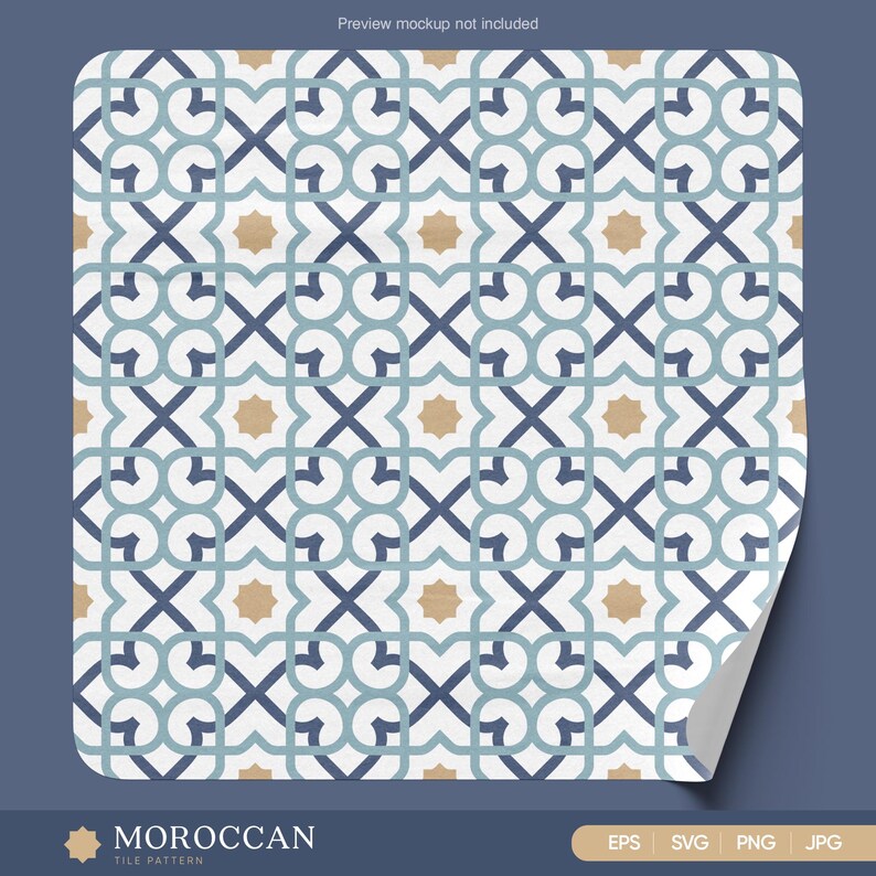 Moroccan Tile Pattern Set | Blue Beige Islamic Geometric Seamless ...