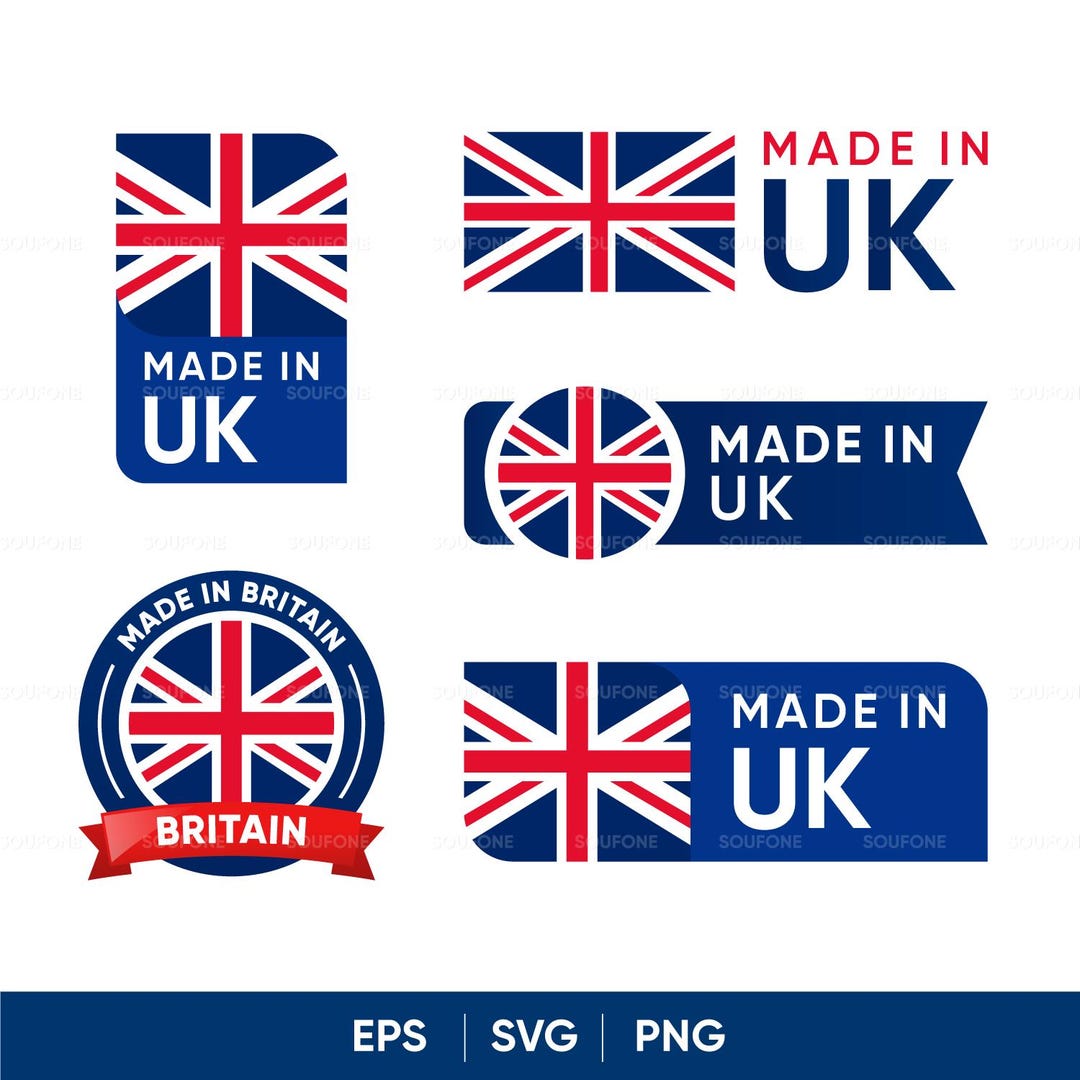 Made in UK Label Bundle | UK Flag Badges Set | Made in Britain Stickers ...