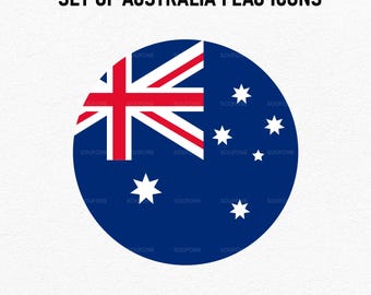 Set of 3 Australia Flag Icons – PNG, SVG, EPS (Digital Download)