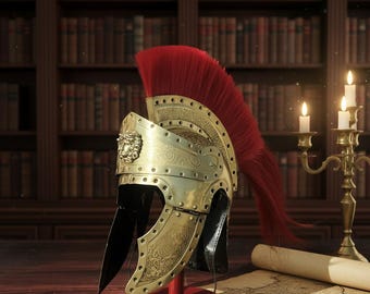 Medieval Roman Centurion Helmet Engraved Steel Reenactment Armor Historical