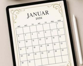 Kalender 2026 Digital • Printable Planner • Monatskalender A4 • Planer Vorlage • Sofort Download • Organizer 2026