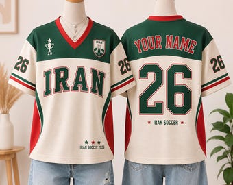 Custom Iran Retro Football Tee, Personalized Iran Jersey for Men Women, Custom Name Soccer Shirt, Vintage Team Melli Fan Gift, Soccer 2026