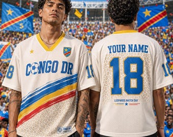 Personalized Congo DR Fan Jersey, Custom Name Football Shirt, DR Congo Soccer Tee, Leopards Supporter Apparel, Soccer 2026 Gift