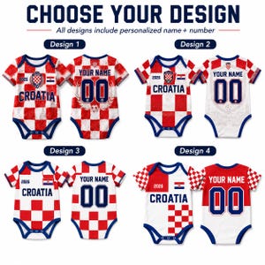 Personalized Croatia Soccer Baby Bodysuit 2026, Custom Name Football Jersey Onesie,Vibrant All-Over Print, Newborn Fan Gift,Baby Shower Gift image 2