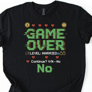 Gamer Groom Shirt | Level Married Retro Pixel Art Tee | Bachelor Party Gaming Gift