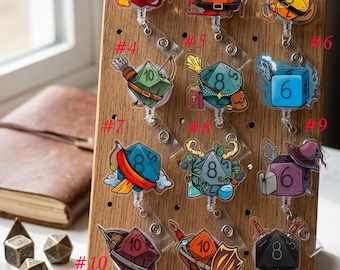 Porta credenciales D20, porta credenciales D&D, clip para dados de fantasía, regalo para Dungeon Master, accesorio para jugadores de juegos de mesa, elige tu estilo.