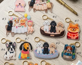 Benutzerdefinierte Hund Acryl Schlüsselbund, personalisierte Haustier Porträt Schlüsselring, niedlichen Welpen Charme, Geschenk für Hundeliebhaber, Cartoon Haustier Zubehör Geschenk