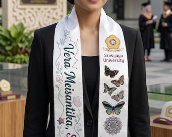 Benutzerdefinierte Abschluss Stola 2026, personalisierte Glitzer-Abschluss-Schärpe, Bachelor of Computer Science Stola, College-Abschluss-Geschenk, älteres Andenken