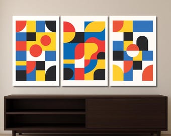 Bauhaus Wall Art Triptych | 3-Piece Wall Art | 13.33x20 in | Bauhaus Style Print | Bauhaus Poster | Bauhaus Prints | Bauhaus Art |