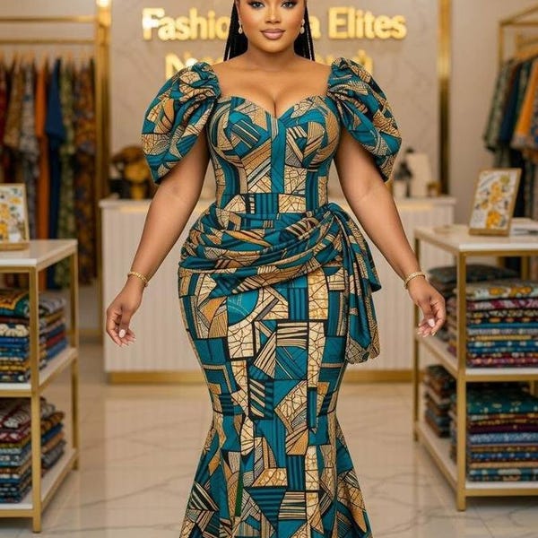 Ropa única de Ankara, ropa africana para mujeres, vestidos de fiesta de boda de Ankara, vestido de sirena de Ankara, ropa africana para mujeres
