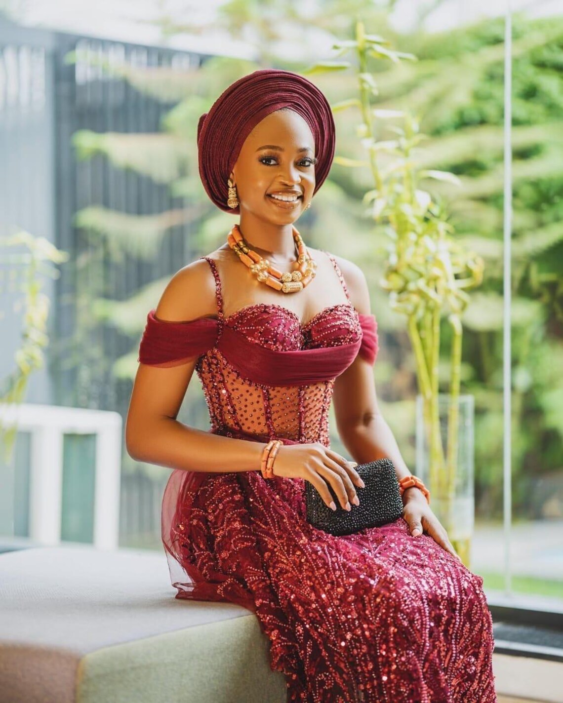 oxblood-red-handmade-fully-beaded-corset-traditional-nigeria-wedding
