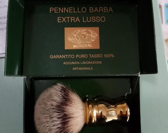MONDIAL Extra Luxury Gold - Cepillo para barba de tejón 100 % puro - Números vintage
