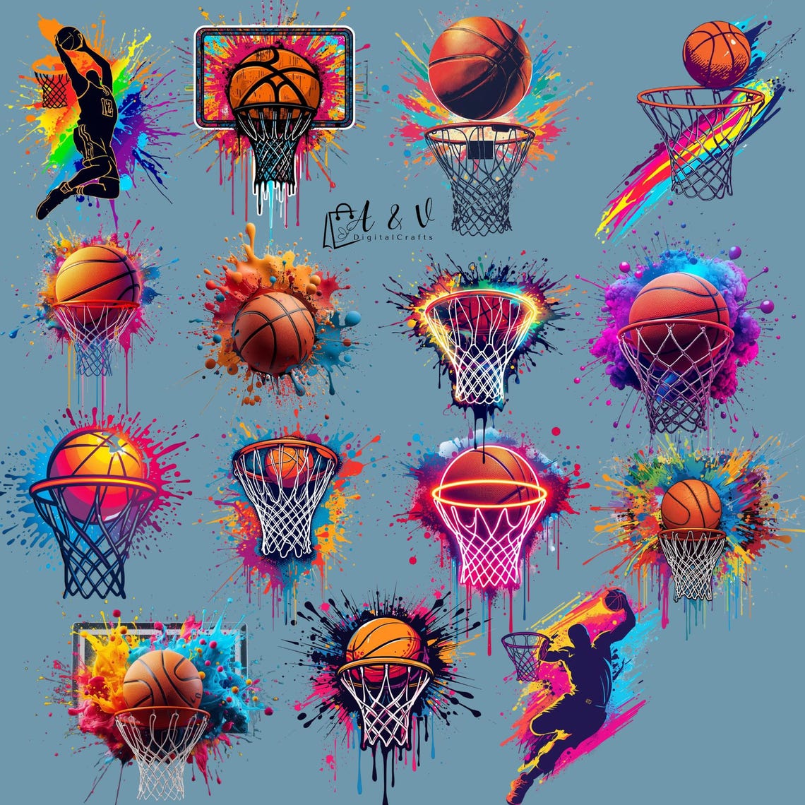 Colorful Basketball Splash PNG | Funny Basketball Clipart | Sports ...