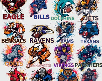 32 Football Mascot PNG Bundle, Game Day Clipart (Digital Download