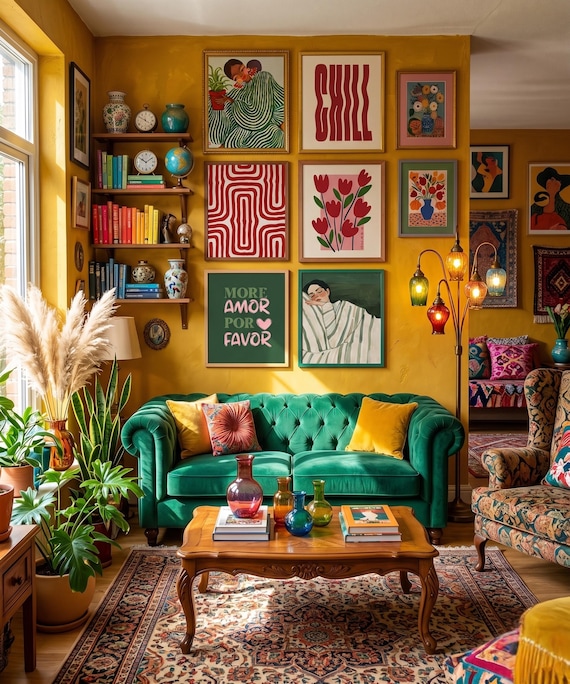 Maximalist Decor Dopamine Eclectic Wall Art Gallery Canvas Print Set Of 6