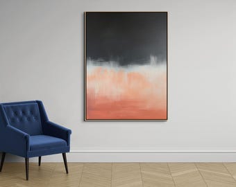 Red and Black Abstract Wall Art | Minimalist Modern Painting on Canvas