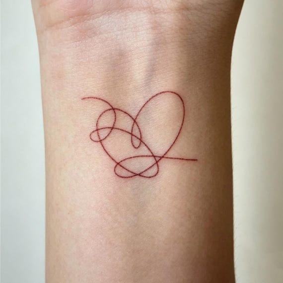 Temporary Tattoo Stickers - Love Yourself - BTS Concert Tattoo Stickers | Heart-Shaped Temporary Tattoo Stickers