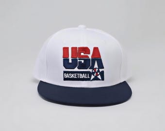 4th of July 1992 Fashion Hip-Hop USA Basketball Cap, Adjustable Embroidered Snapback Cap, White - Birthday Gift/New Year's Gift
