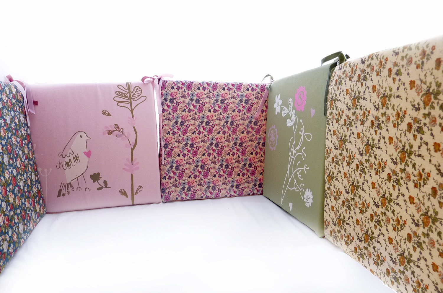 Cot Bumper Baby Girl Crib Bumper Crib Bumper Pads 6 Etsy