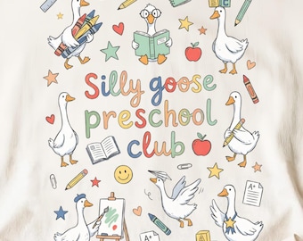 Silly Goose Preschool Club PNG, Teacher Digital Download, Kindergarten Sublimation, Cute School Clipart Kit, Early Education Art