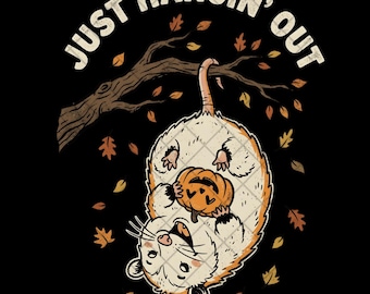 Just Hangin Out Possum PNG, Halloween Opossum Clipart, Fall Pumpkin Sublimation Design, Spooky Season Animal, Digital Download PNG