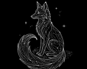 Celestial Fox PNG, Fox Clipart, Constellation Fox Png, Moon and Stars Fox, Mystical Fox Sublimation Design, Digital Download PNG