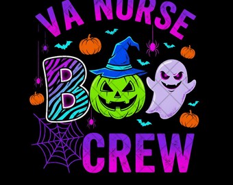 VA Nurse Boo Crew PNG, Halloween Nurse Png, Spooky Nurse Shirt Design, Retro Halloween Sublimation, Nurse Crew Clipart, Digital Download