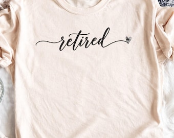 Retired PNG Digital Download, Script Retirement Quote Sublimation Design for Shirts & Gifts, Faux Watercolor Heart