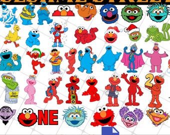 Street Monsters Characters Bundle PNG | Elmo and Friends Clipart | Sesame Faces Sublimation Files