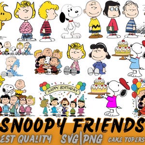 Retro Snoopy and Friends SVG Bundle, Vintage Cartoon Clipart (Digital Download)