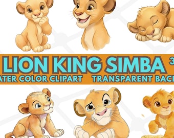 Watercolor Simba Clipart | Baby Lion King PNG | Safari Jungle Decor (Digital Download)