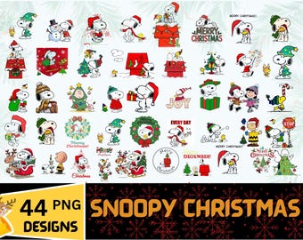 Snoopy Christmas PNG Bundle | Festive Peanuts Clipart Pack | Holiday Dog 44 Designs for Sublimation