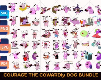 Courage the Cowardly Dog Clipart Bundle | Cartoon PNG SVG JPG Digital Files for Cricut & Stickers | Instant Download Cartoon Clip Art