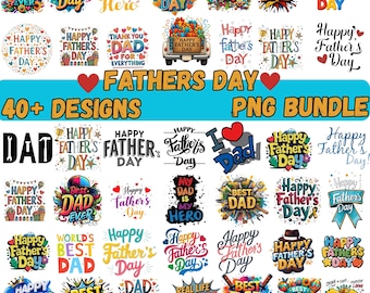 Father's Day PNG Bundle | 40+ Sublimation Designs, Dad Quotes (Digital Download)