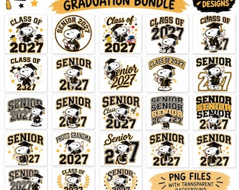 Class of 2027 Graduation PNG Bundle, Snoopy Designs, Sublimation (Digital Download)