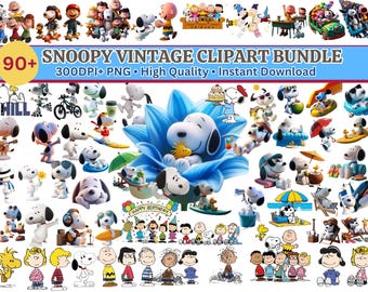 Vintage Snoopy Clipart Bundle, Retro Cartoon PNG, Birthday Sublimation (Download)