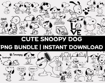 Snoopy Dog PNG Bundle – Peanuts Comic Art (Digital Download)