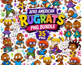 Afro American Rugrats PNG Bundle | Melanin Girl, Y2k Cartoon Characters (Digital Download)