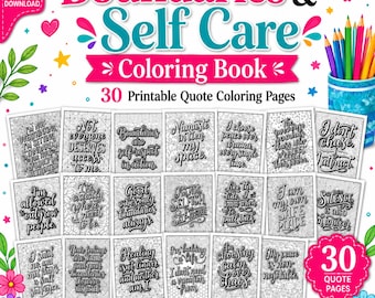 Boundaries Self Care Coloring Book | 30 Printable Quote Pages (Digital Download)