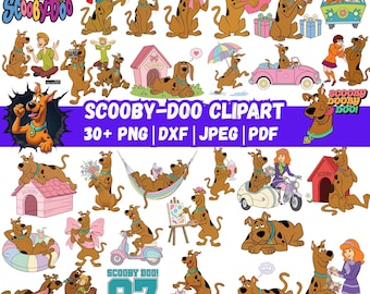 Scooby Clipart Bundle, 30+ PNG | Dxf | Jpeg | Pdf, 70s Retro Cartoon Dog Sublimation, Cricut Cut Files, Digital Download
